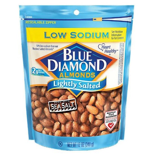 Kosher Almonds Lightly Salted - LowSodium -- 12 oz Blue Diamond