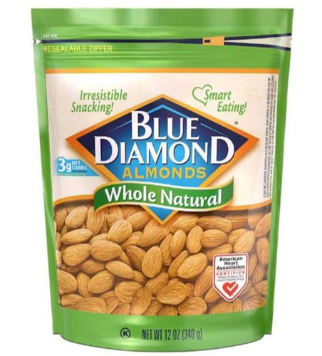 Kosher Almonds Whole Natural -- 12 oz Blue Diamond