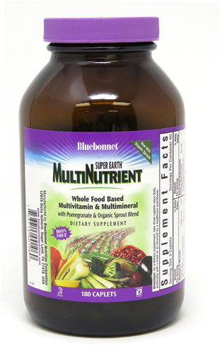Мультивитамины на основе цельных пищевых продуктов, не содержащие железа, на каждый день, 180 капсул Bluebonnet Nutrition