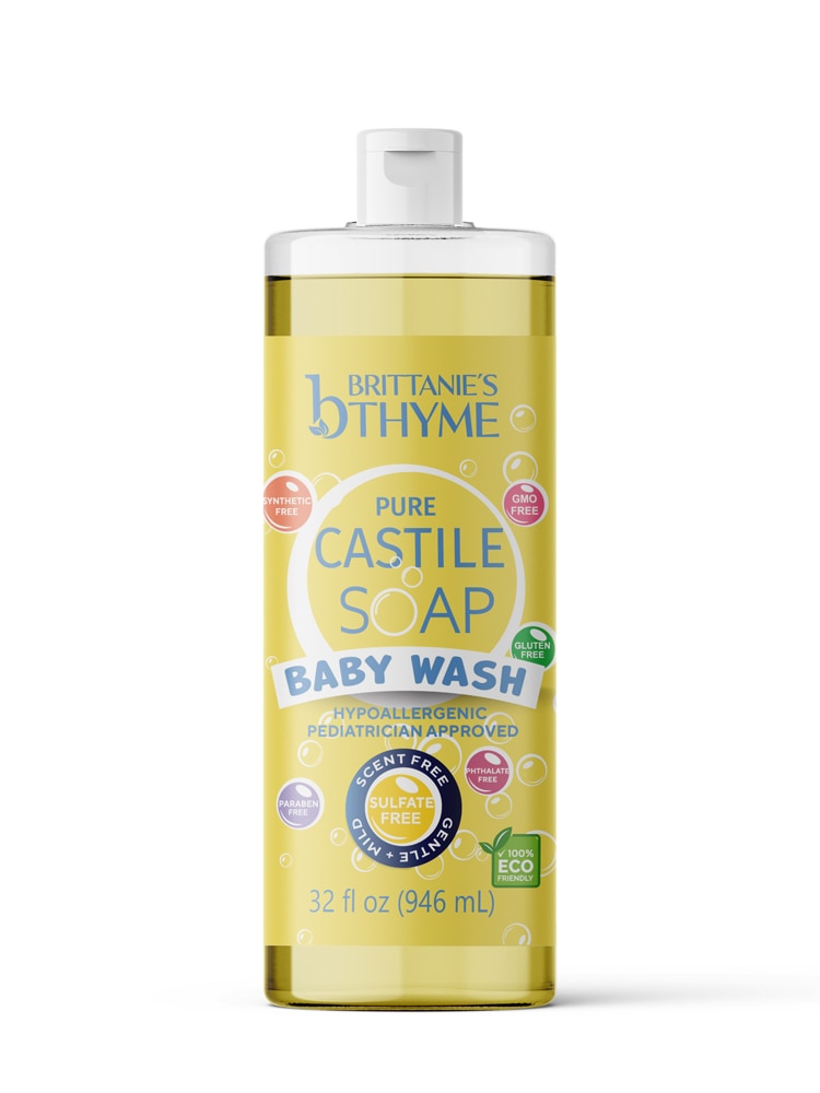 Мыло для мытья детской посуды Brittanie's Thyme Pure Castile Liquid Soap Hand & Body Baby Wash -- 32 fl oz Brittanie's Thyme