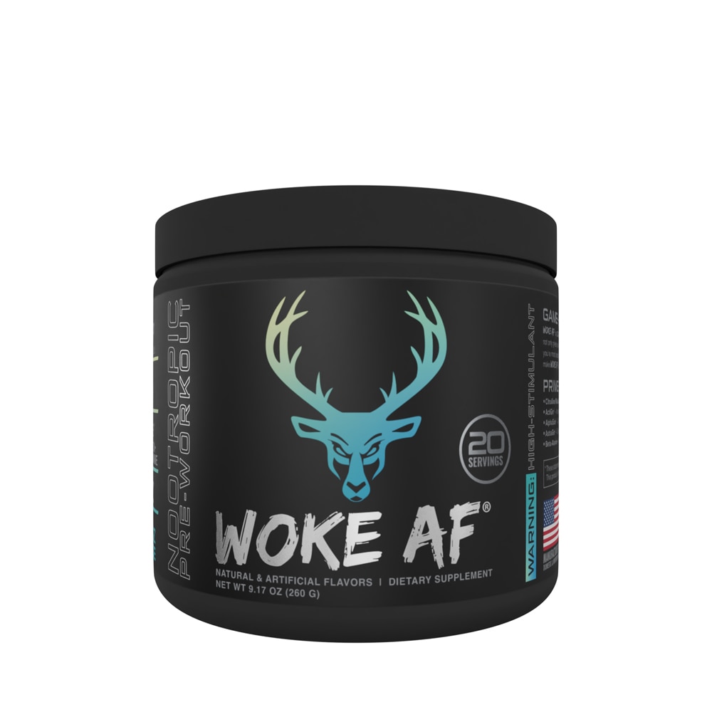 Woke AF High-Stimulant Pre-Workout Blue Raz Lemonade -- 20 Servings (Порции) Bucked Up