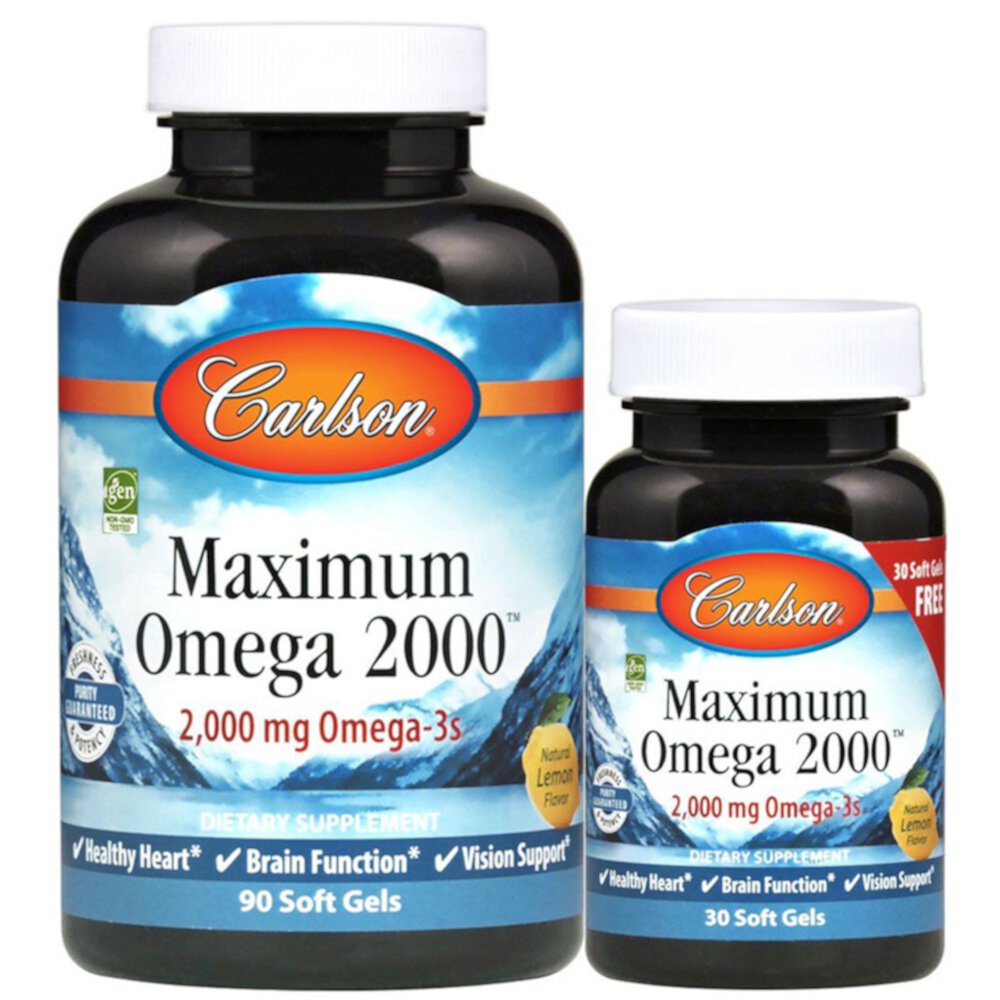 Maximum Omega 2000 Натуральный лимон — 120 мягких таблеток Carlson