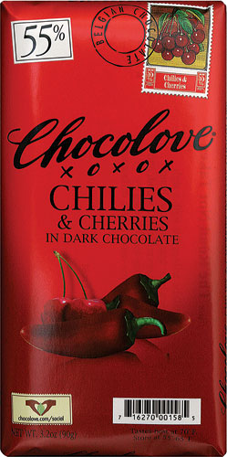 Dark Chocolate Bar 55% Chilies & Cherries -- 3.2 oz Chocolove