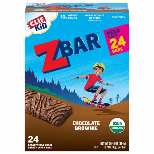 Детский энергетический батончик Organic ZBar со вкусом шоколадного брауни - 24 штуки, 10 г цельных злаков Clif