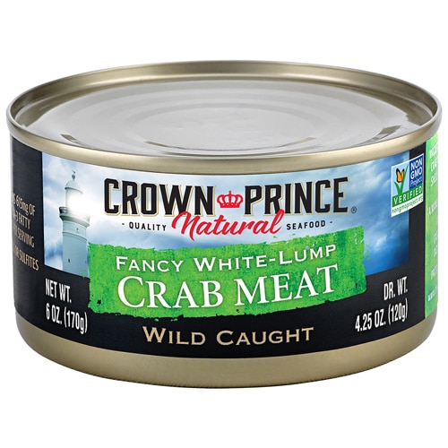 Non-GMO White-Lump Crab Meat -- 6 oz Crown Prince