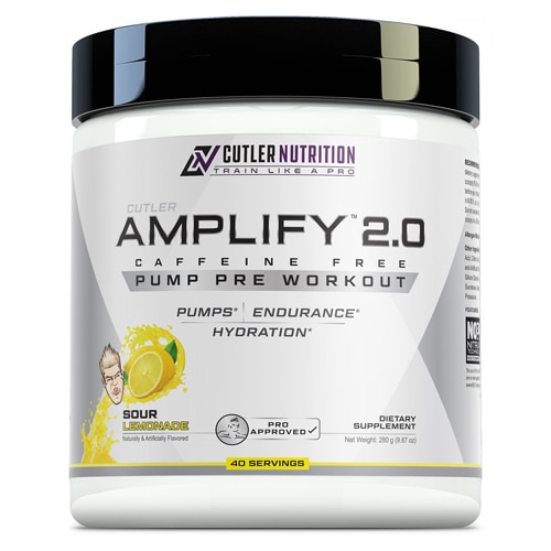 Amplify 2.0 — Насос без стимулятора перед тренировкой — 40 порций кислого лимонада — 9,87 унции Cutler Nutrition