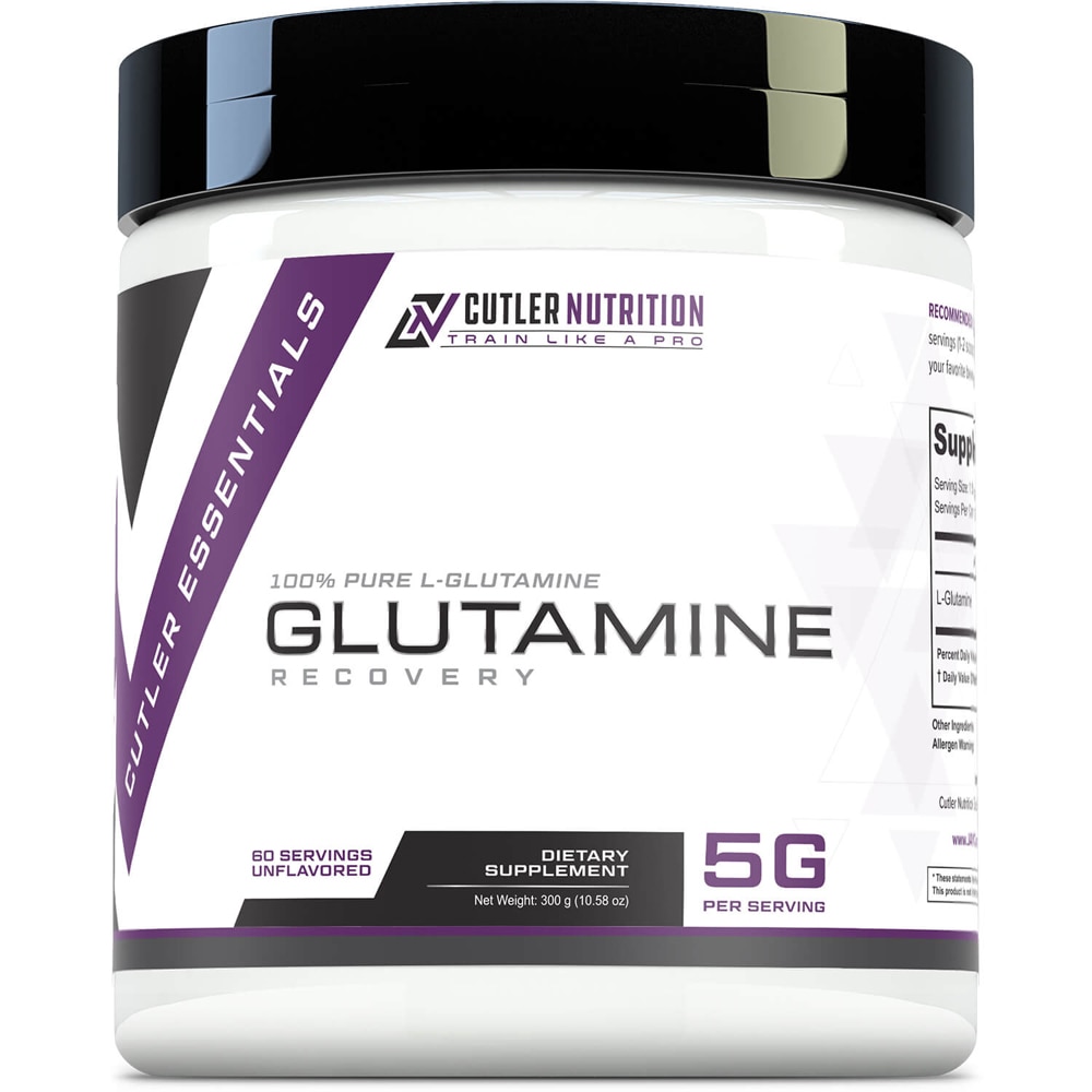 Cutler Essentials - 100% Pure Glutamine Powder (Порошок) - 50 Servings (Порции) Unflavored (Без вкуса) -- 10.58 oz (Унции) Cutler Nutrition