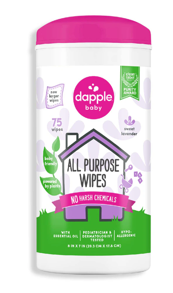 Универсальные чистящие средства для детей Dapple All Purpose Wipes Lavender -- 75 салфеток Dapple