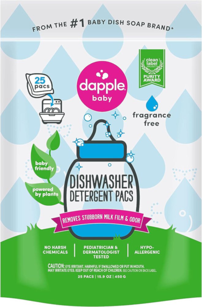 Мыло для мытья детской посуды Dapple Baby Dishwasher Detergent Pacs Hypoallergenic Fragrance Free -- 25 Packs Dapple