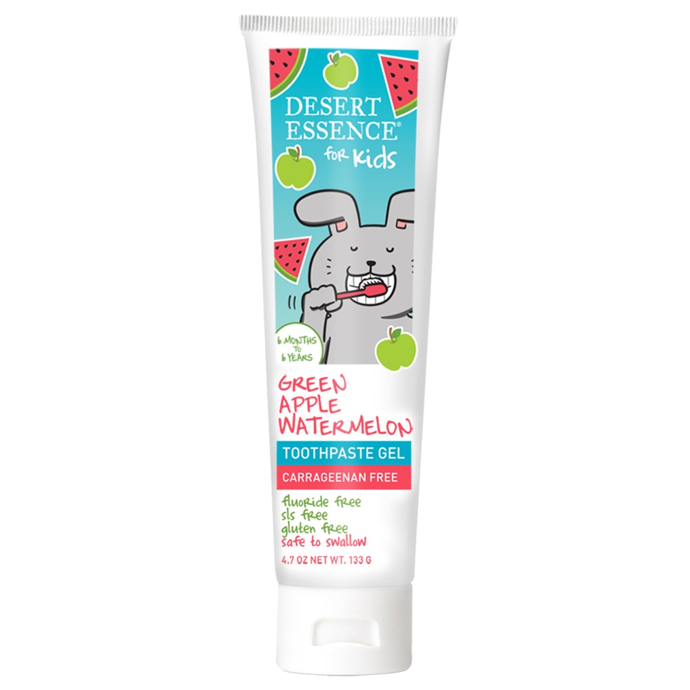 Детская зубная паста и гель Desert Essence Gel Toothpaste For Kids Green Apple Watermelon -- 4.7 oz Desert Essence