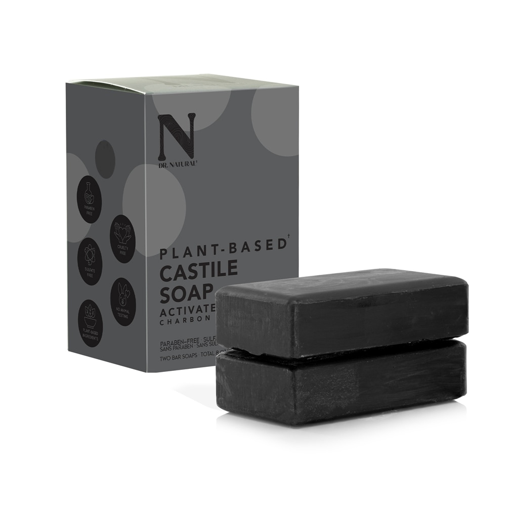 Кастильское мыло с активированным углем — по 4 унции / упаковка из 2 шт. Dr. Natural