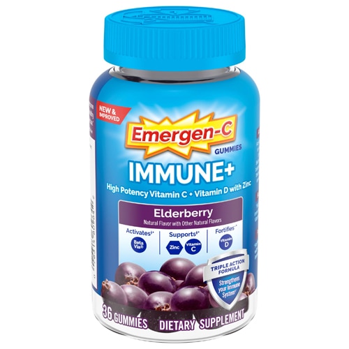 Immune+ Triple Action, Поддержка Иммунитета с Черноплодной Рябиной - 36 жевательных конфет - Emergen-C Emergen-C