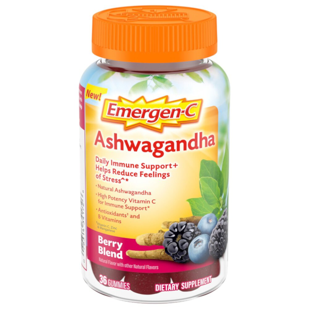 Жевательные конфеты с витамином С и ашвагандой для поддержки иммунитета — 250 мг — 36 жевательных конфет Emergen-C