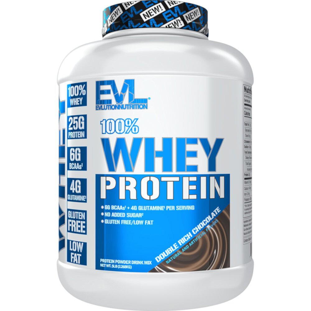 100% Whey Protein Double Rich Chocolate -- 5 lb (Фунты) EVLution Nutrition