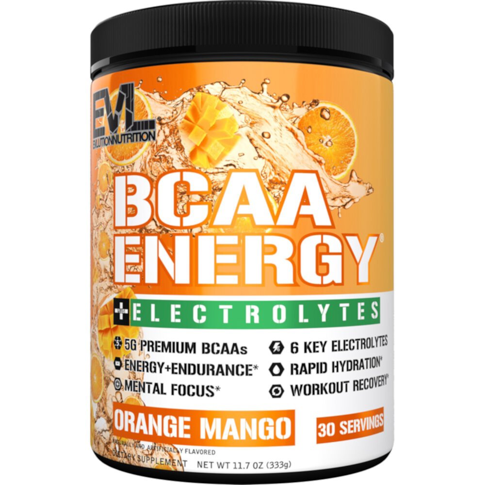 BCAA Energy + электролиты, апельсин, манго, 30 порций EVLution Nutrition