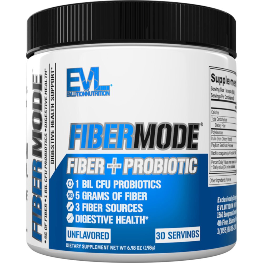 FiberMode Fiber+Probiotics Unflavored (Без вкуса) -- 30 Servings (Порции) EVLution Nutrition