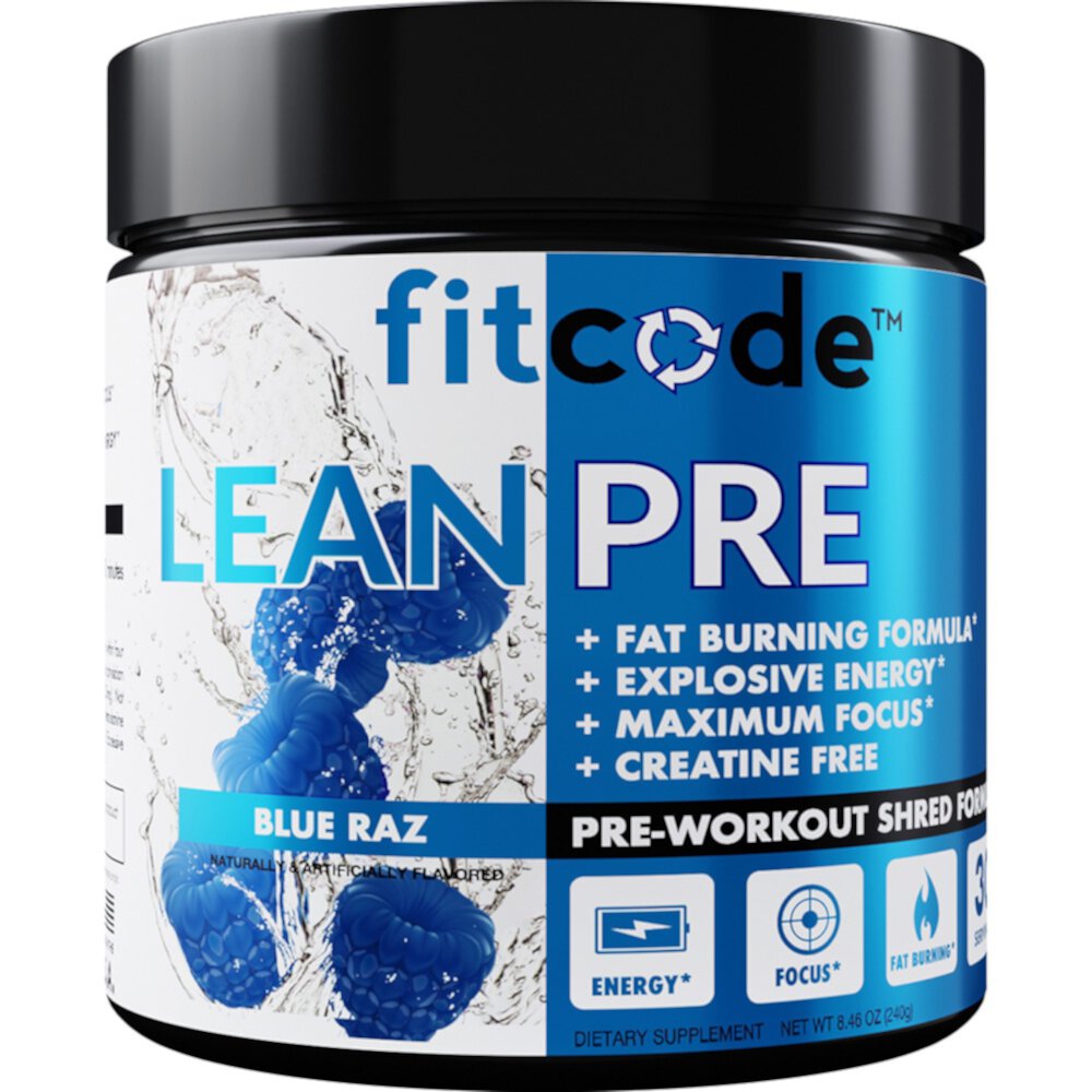 LeanPre - 30 Servings (Порции) Blue Raz -- 8.5 oz (Унции) FITCODE