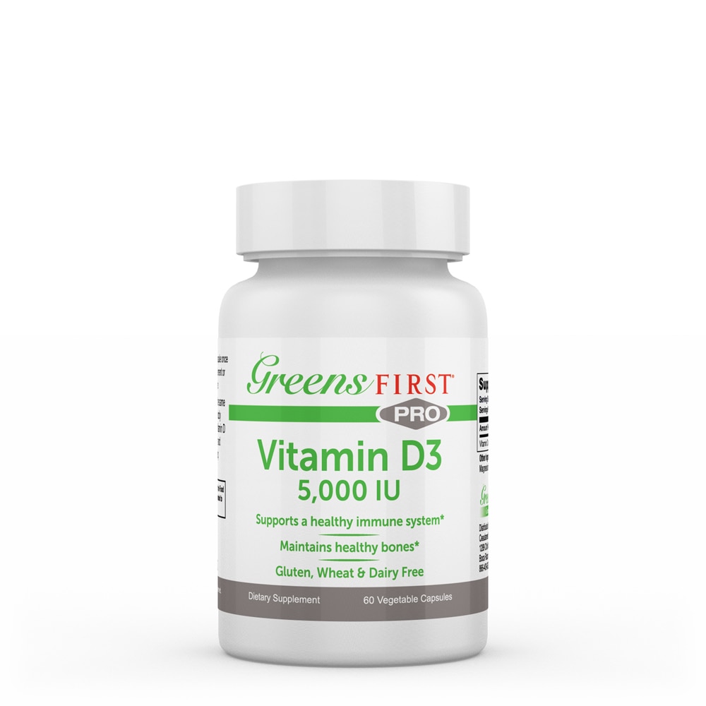 Vitamin D3 -- 5000 IU - 60 Vegetable Capsules (Растительные капсулы) Greens First