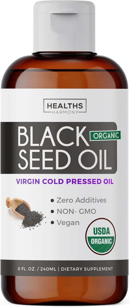 Органическая жидкость с маслом черного тмина — 8 жидких унций Healths Harmony