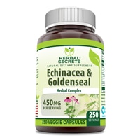 Эхинацея и корень желтокорня — 450 мг — 250 капсул Herbal Secrets