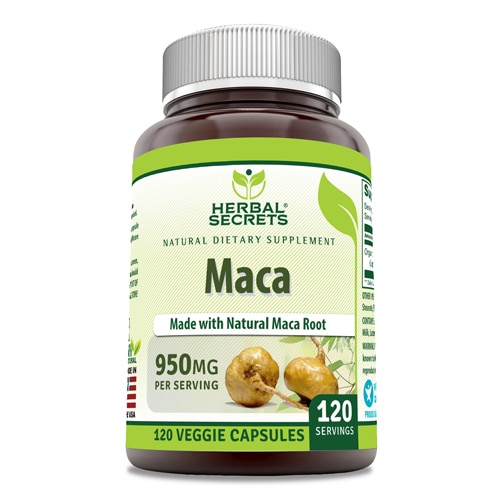 Органическая Мака - 950 мг - 120 растительных капсул - Herbal Secrets Herbal Secrets