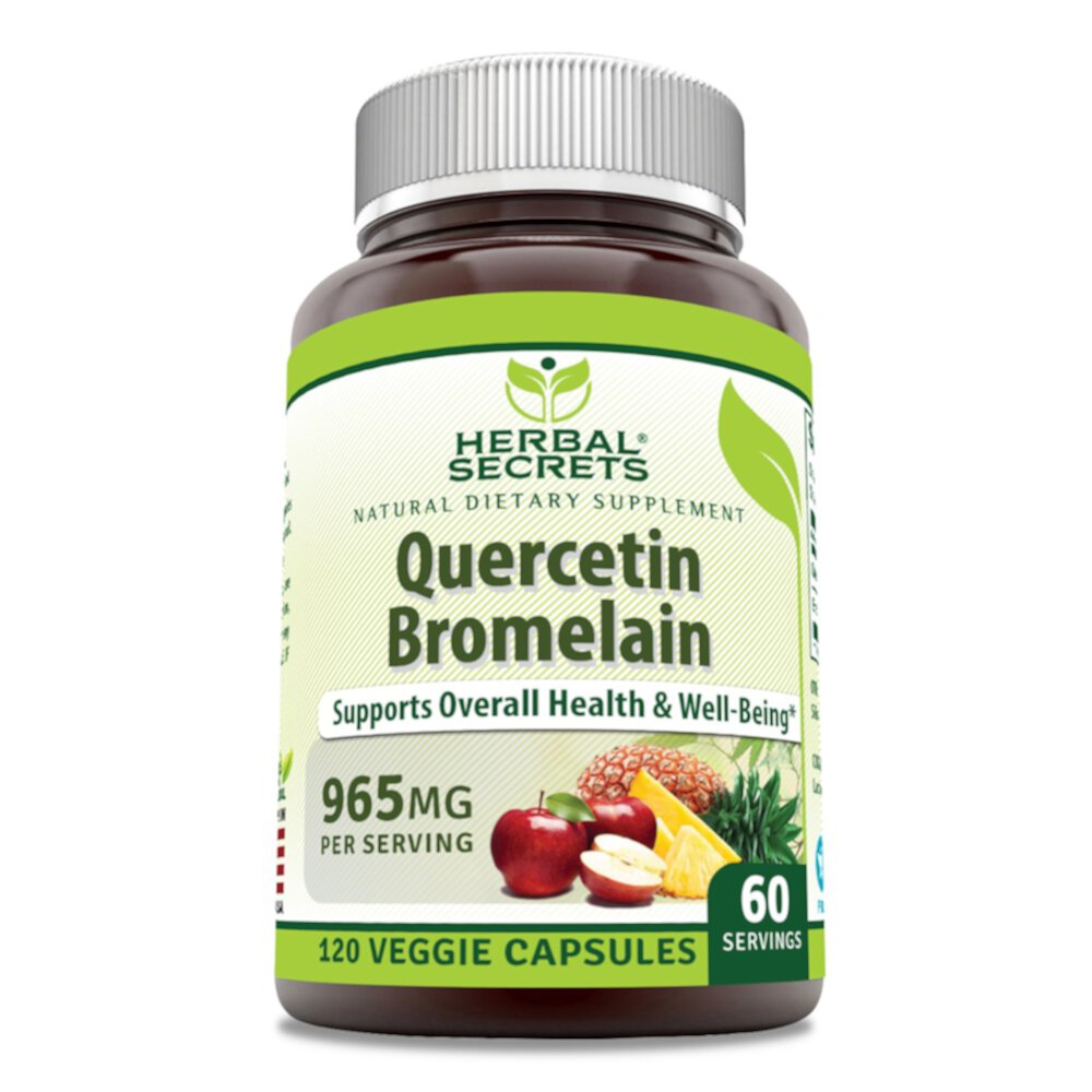 Кверцетин бромелайн, 120 растительных капсул Herbal Secrets