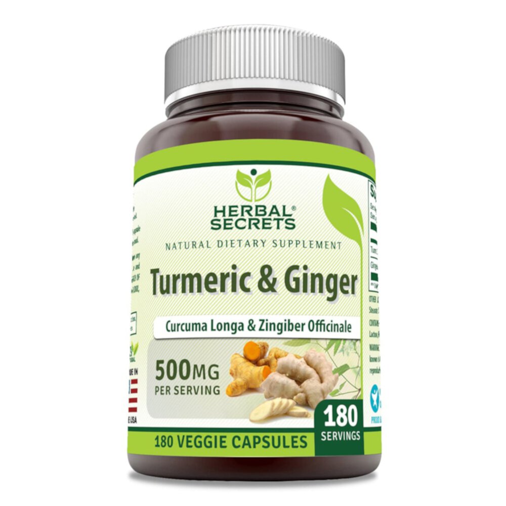 Turmeric & Ginger -- 500 mg - 180 Capsules (Капсулы) Herbal Secrets