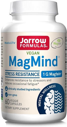 MagMind Magtein® для снижения стресса и усталости — 60 веганских капсул, 1 г Jarrow Formulas