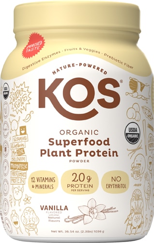 Organic Superfood Plant Protein Powder (Порошок) Vanilla -- 28 Servings (Порции) KOS