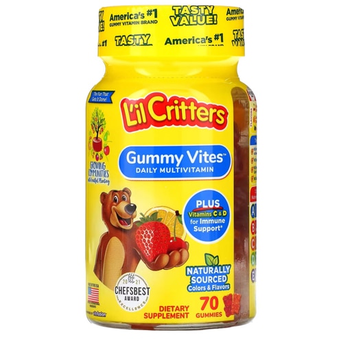 Gummy Vites Daily Multi-Vitamin Assorted Flavors -- 70 Gummy Bears L'il Critters