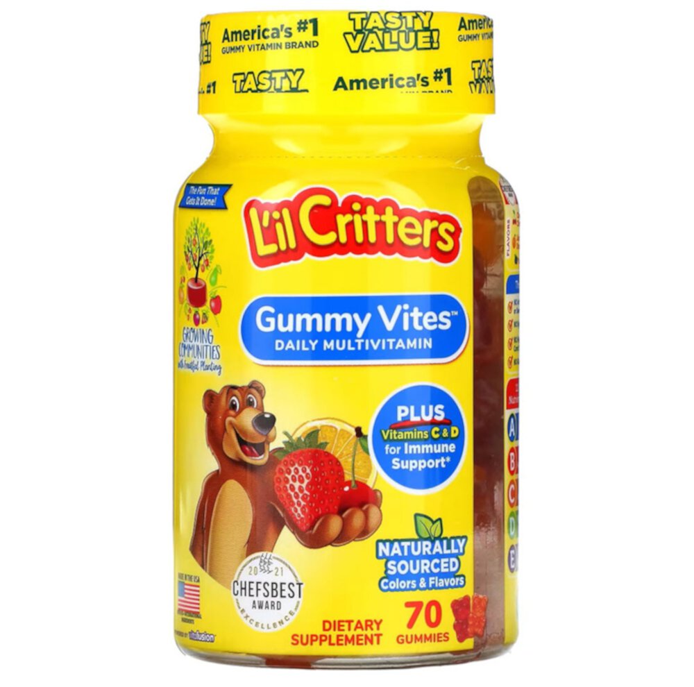 Gummy Vites Daily Multi-Vitamin Assorted Flavors -- 70 Gummy Bears L'il Critters