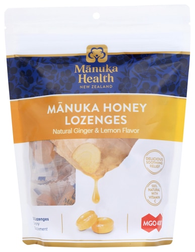 Леденцы с медом Манука MGO 400+ с имбирем и лимоном - 58 шт. Manuka Health