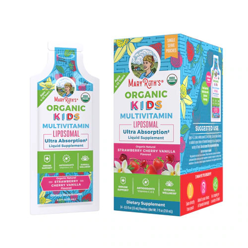 Organic Kids Multivitamin Liposomal Strawberry Cherry & Vanilla -- 7 fl oz (Жидкие унции) Each / Pack of 14 MaryRuth's