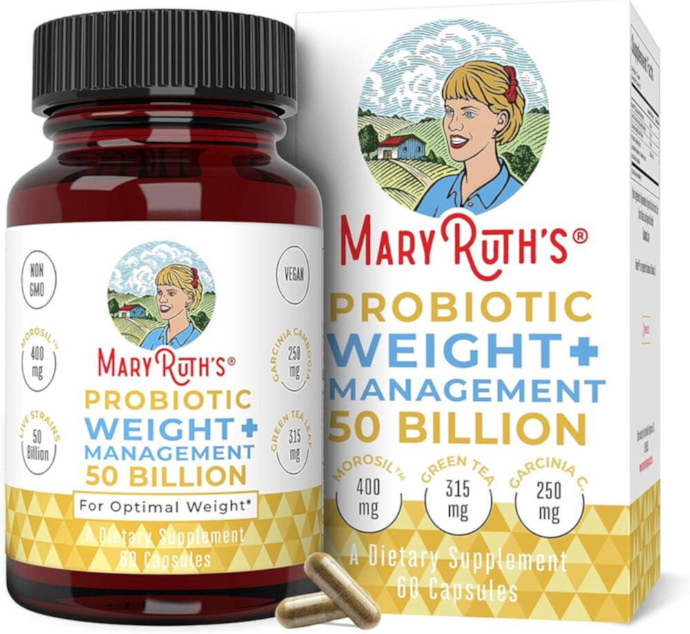 Пробиотик для контроля веса+ — 50 миллиардов КОЕ — 60 капсул MaryRuth's Organics