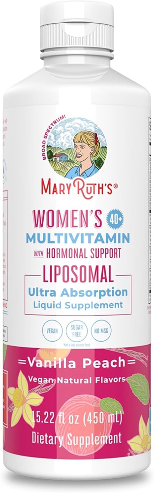 Мультивитаминный липосомальный ванильный персик для женщин старше 40 лет — 15,22 жидких унций MaryRuth's Organics