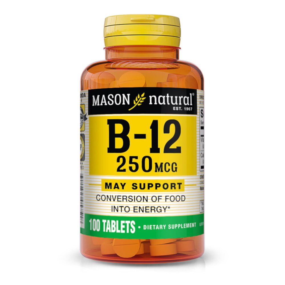 B-12 -- 250 mcg - 100 Tablets (Таблетки) Mason Natural