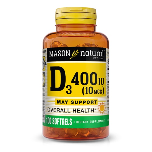 D3 -- 400 IU (10 mcg) - 100 Softgels (Мягкие капсулы) Mason Natural