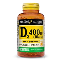 D3 — 400 МЕ (10 мкг) — 100 мягких таблеток Mason Natural