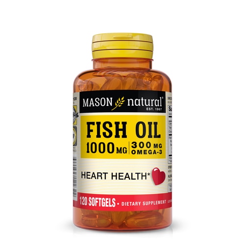 Рыбий жир -- 1000 мг | 300 мг Омега-3 — 120 мягких таблеток Mason Natural