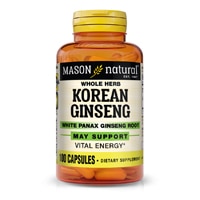 Korean Ginseng White Panax Ginseng Root -- 100 Capsules (Капсулы) Mason Natural