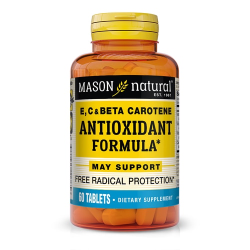 Витамин E C & Бета-Каротин, Антиоксидантная Формула - 60 таблеток - Mason Natural Mason Natural