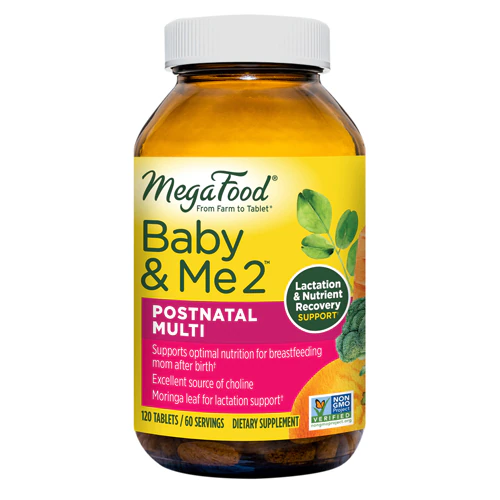 Baby & Me 2 Postnatal Multivitamin for Breastfeeding Moms with Choline -- 120 Tablets MegaFood