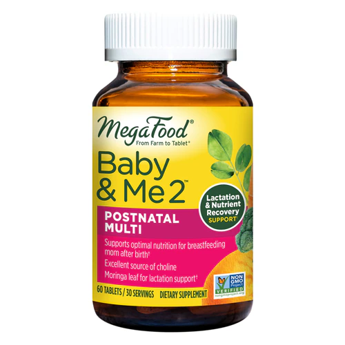 Baby & Me 2 Postnatal Multivitamin for Breastfeeding Moms with Choline -- 60 Tablets MegaFood