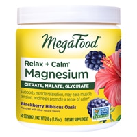 Relax + Calm Magnesium Powder (Порошок) - Magnesium Glycinate Citrate & Malate Blackberry Hibiscus Oasis -- 7.05 oz (Унции) MegaFood