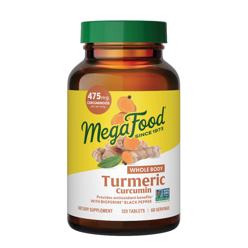 Turmeric Curcumin Extra Strength Whole Body with Black Pepper -- 120 Tablets MegaFood