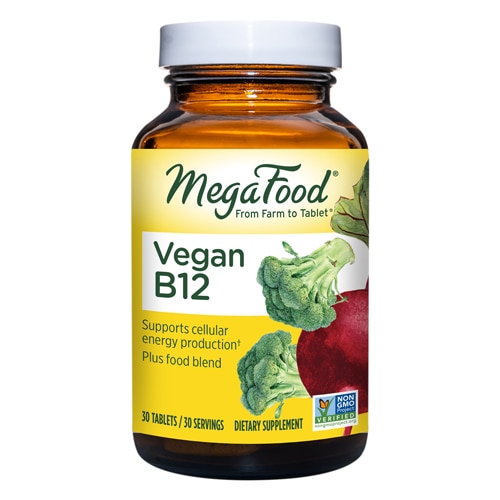 Веганский B12 с витамином B6 и фолатом в виде фолиевой кислоты, 30 таблеток MegaFood