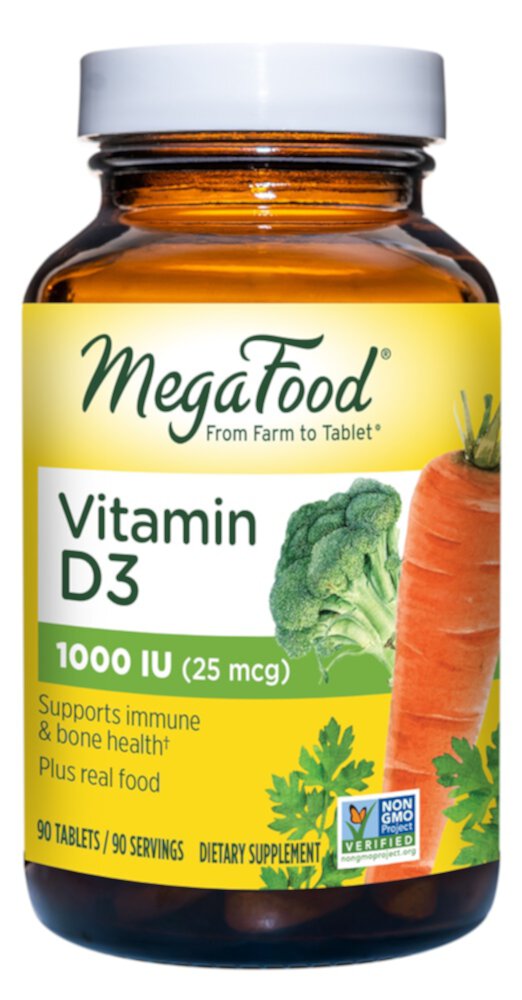 Vitamin D3 Immune Support -- 1000 IU (125 mcg) - 90 Tablets (Таблетки) MegaFood