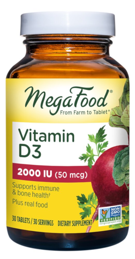 Vitamin D3 Immune Support -- 2000 IU (50 mcg) - 30 Tablets (Таблетки) MegaFood