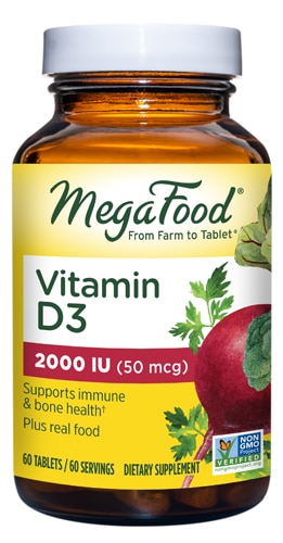 Витамин D3 для поддержки иммунитета — 2000 МЕ (50 мкг) — 60 таблеток MegaFood