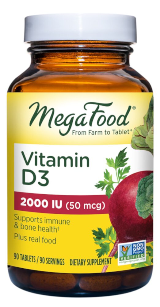 Витамин D3 для поддержки иммунитета — 2000 МЕ (50 мкг) — 90 таблеток MegaFood